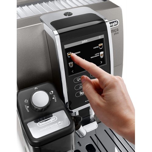 드롱기 [아마존베스트]De’Longhi DeLonghi Dinamica Plus ECAM 370.95.T Kaffeevollautomat mit Milchsystem, Cappuccino und Espresso auf Knopfdruck, 3,5 Zoll TFT Touchscreen Farbdisplay und App-Steuerung, Kaffeekannen