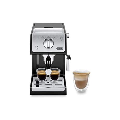 드롱기 [아마존베스트]De’Longhi DeLonghi ECP 33.21 Espresso Filter Machine / Filter Holder with Aluminium Finish / Milk Foam Nozzle / Filter Insert for 1 or 2 Espresso Cups / Also Suitable for Pods / Black and Si