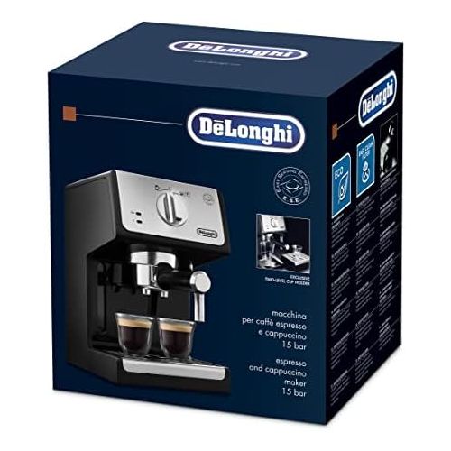 드롱기 [아마존베스트]De’Longhi DeLonghi ECP 33.21 Espresso Filter Machine / Filter Holder with Aluminium Finish / Milk Foam Nozzle / Filter Insert for 1 or 2 Espresso Cups / Also Suitable for Pods / Black and Si