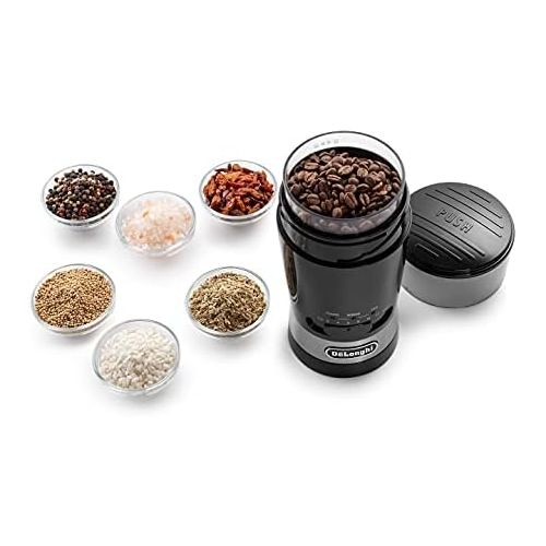 드롱기 [아마존베스트]DeLonghi KG210 Electric Coffee Grinder for Whole Coffee Beans, Spices and Nuts, Stainless Steel Blades, 170 Watt, Plastic, Black