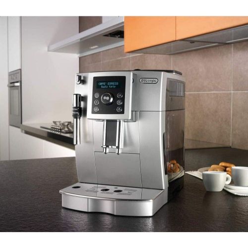 드롱기 De’Longhi DeLonghi ECAM 23.420.SB fully automatic coffee machine with milk frother for cappuccino, espresso direct selection button and digital display with plain text, 2 cup function, 1.8 l