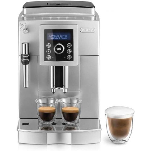 드롱기 De’Longhi DeLonghi ECAM 23.420.SB fully automatic coffee machine with milk frother for cappuccino, espresso direct selection button and digital display with plain text, 2-cup function, 1.8 l