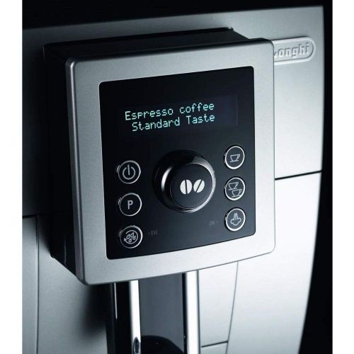 드롱기 De’Longhi DeLonghi ECAM 23.420.SB fully automatic coffee machine with milk frother for cappuccino, espresso direct selection button and digital display with plain text, 2-cup function, 1.8 l