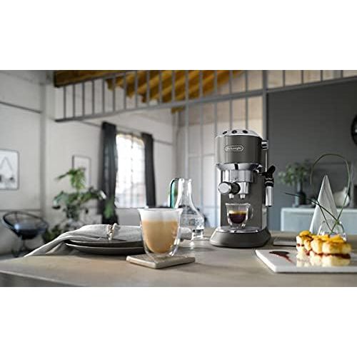 드롱기 DeLonghi Dedica Style EC785.GY Traditional Barista Machine with Pump, Coffee Machine and Cappuccino, Grey