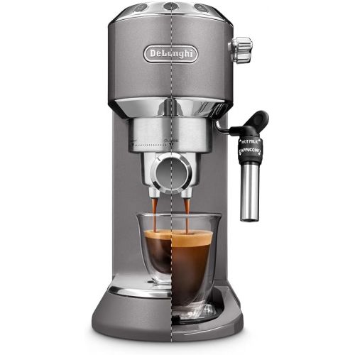 드롱기 DeLonghi Dedica Style EC785.GY Traditional Barista Machine with Pump, Coffee Machine and Cappuccino, Grey