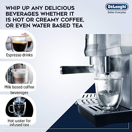 드롱기 De’Longhi DeLonghi EC 850.M Espresso Machine / Porta-Filter / IFD Milk Foam System / 15 Bar / Metal, Silver