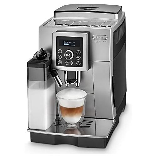 드롱기 DeLonghi ECAM 23.460.SB Fully Automatic Coffee Machine (15 Bar Pressure, Automatic Cappuccino System, Removable Water Tank 1.8 L, LCD Panel, Automatic Cleaning) Silver/Black