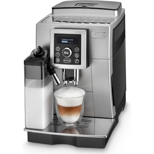 드롱기 DeLonghi ECAM 23.460.SB Fully Automatic Coffee Machine (15 Bar Pressure, Automatic Cappuccino System, Removable Water Tank 1.8 L, LCD Panel, Automatic Cleaning) Silver/Black