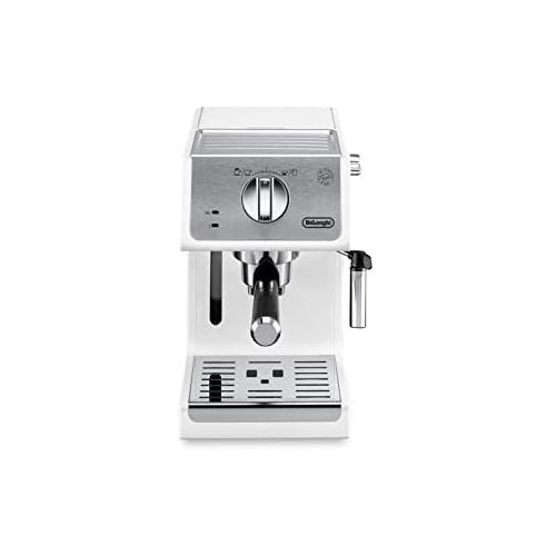 드롱기 DeLonghi Active Espresso Portafilter ECP 33.21.W - Professional Espresso Machine with Aluminium Finish, Includes Traditional Milk Foam Nozzle, Cup Warmer & Hot Water Function, Whit