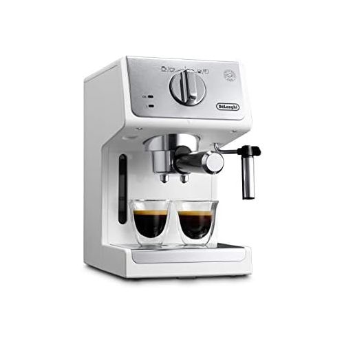 드롱기 DeLonghi Active Espresso Portafilter ECP 33.21.W - Professional Espresso Machine with Aluminium Finish, Includes Traditional Milk Foam Nozzle, Cup Warmer & Hot Water Function, Whit