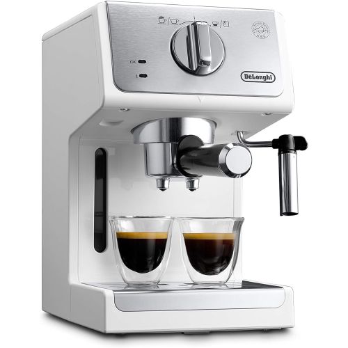 드롱기 DeLonghi Active Espresso Portafilter ECP 33.21.W - Professional Espresso Machine with Aluminium Finish, Includes Traditional Milk Foam Nozzle, Cup Warmer & Hot Water Function, Whit