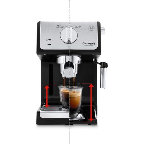 드롱기 De’Longhi DeLonghi ECP 33.21 Espresso Filter Machine / Filter Holder with Aluminium Finish / Milk Foam Nozzle / Filter Insert for 1 or 2 Espresso Cups / Also Suitable for Pods / Black and Si