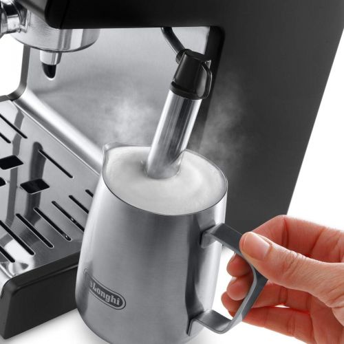 드롱기 De’Longhi DeLonghi ECP 33.21 Espresso Filter Machine / Filter Holder with Aluminium Finish / Milk Foam Nozzle / Filter Insert for 1 or 2 Espresso Cups / Also Suitable for Pods / Black and Si