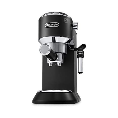 드롱기 De’Longhi DeLonghi Dedica Style EC 685.BK Espresso Filter Holder Espresso Machine with Professional Milk Foam Nozzle 15 cm Wide 1 Litre Water Tank Full Metal Casing E.S.E Pads Black