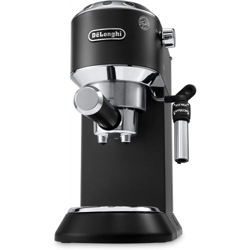 드롱기 De’Longhi DeLonghi Dedica Style EC 685.BK Espresso Filter Holder Espresso Machine with Professional Milk Foam Nozzle 15 cm Wide 1 Litre Water Tank Full Metal Casing E.S.E Pads Black