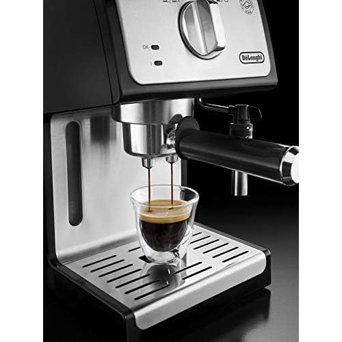 드롱기 De’Longhi DeLonghi ECP 35.31 Espresso Filter Machine / Filter Holder with Aluminium Finish / Milk Foam Nozzle / Filter Insert for 1 or 2 Espresso Cups / Also Suitable for Pods / Black and Si