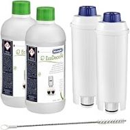De’Longhi 2x Delonghi Ecode Chalk Pipe Cleaner Descaler + 2x Delonghi Water Filter DLS C002?+ 1x Delonghi Cleaning Brush)