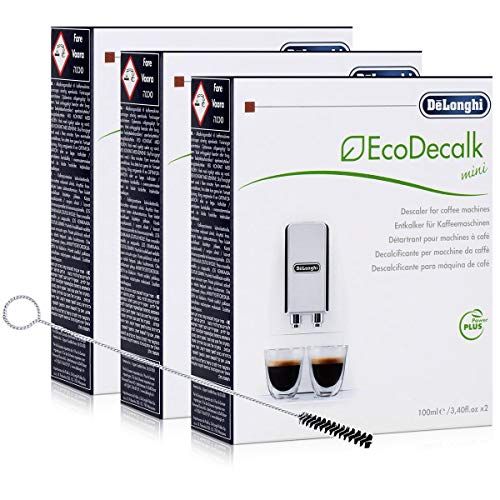 드롱기 Delonghi EcoDecalk Mini Power Plus Descaler with Cleaning Brush for Fully Automatic Coffee Machines Pack of 3