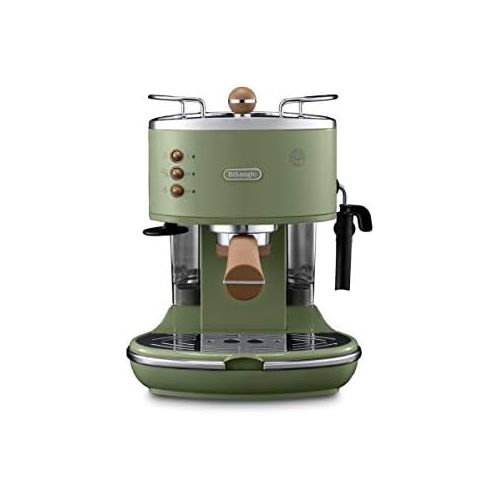 드롱기 De’Longhi DeLonghi ECOV 311.GR Espresso Portafilter Machine (1100 Watt) & DeLonghi CTOV 2103.GR Toaster Icona Vintage, olive