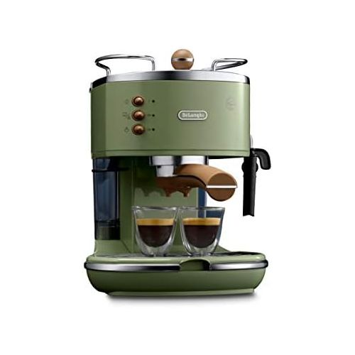 드롱기 De’Longhi DeLonghi ECOV 311.GR Espresso Portafilter Machine (1100 Watt) & DeLonghi CTOV 2103.GR Toaster Icona Vintage, olive