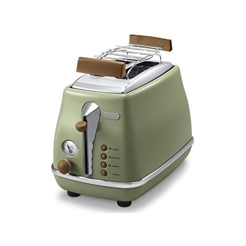 드롱기 De’Longhi DeLonghi ECOV 311.GR Espresso Portafilter Machine (1100 Watt) & DeLonghi CTOV 2103.GR Toaster Icona Vintage, olive