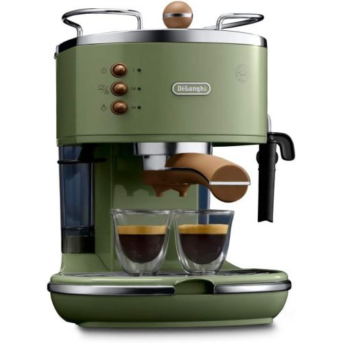 드롱기 De’Longhi DeLonghi ECOV 311.GR Espresso Portafilter Machine (1100 Watt) & DeLonghi CTOV 2103.GR Toaster Icona Vintage, olive