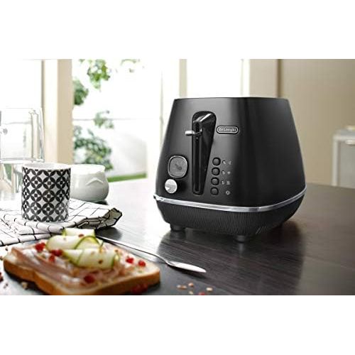 드롱기 De’Longhi DeLonghi Toaster Distinta Moments CTIN2103 - 2 Slotted Toaster with Bun Attachment Stainless Steel in Stylish Matt Metallic Finish with Chrome Trim to Match Nespresso Gran Lattissi