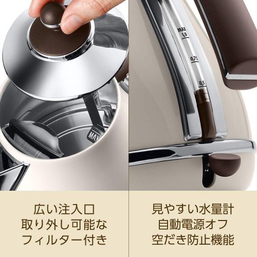 드롱기 DeLonghi Delonghi Electric kettle (1.0L)「ICONA Vintage Collection」KBOV1200J-BG (Dolce Beige)【Japan Domestic genuine products】
