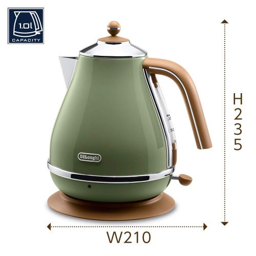 드롱기 DeLonghi Delonghi Electric kettle (1.0L)「ICONA Vintage Collection」 KBOV1200J-GR (Olive green)【Japan Domestic genuine products】