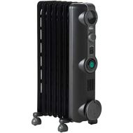 DeLonghi, Quiet 1500W, Adjustable Oil-Filled Radiator Space Heater, 14 w x 6 d x 25 h, Black
