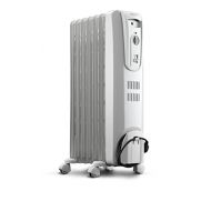 DeLonghi Oil-Filled Radiator Space Heater, Full Room Quiet 1500W, Adjustable Thermostat 3 Heat Settings, Energy Saving, Safety Features, Light Gray, TRH0715