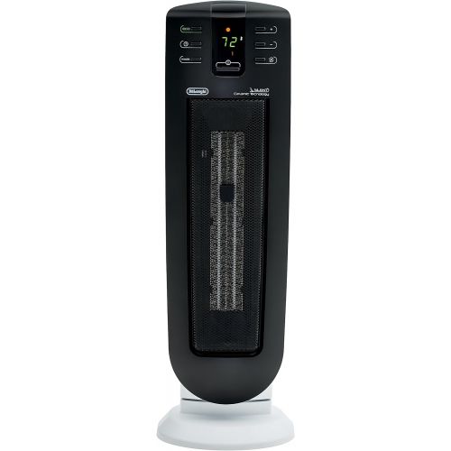 드롱기 DeLonghi Ceramic Tower Heater, Quiet 1500W, Digital Adjustable Thermostat, 3 Heat Settings, Timer, Remote Control, ECO Energy Saving Mode, Safety Features, 24, Dark Gray, TCH7915ER