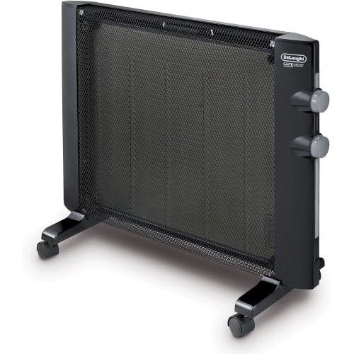 드롱기 DeLonghi Mica Thermic Panel Heater, Full Room Quiet 1500W, Freestanding/Easy Install Wall Mount, Adjustable Thermostat, 2 Heat Settings, Black, HMP1500