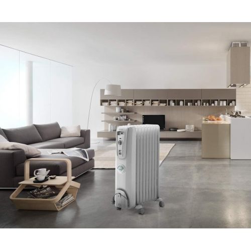 드롱기 DeLonghi Comfort Temp Full Room Radiant Thermostat, 3 Heat Settings, Energy Saving, Safety Features, Nice for Home with Pets/Kids, 27 x 6.5 x 15.5, Light Gray