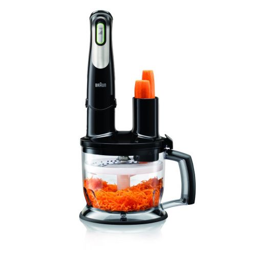 드롱기 DeLonghi Braun MQ70BK Multiquick Hand Blender 6-Cup Food Processor Attachment, Black