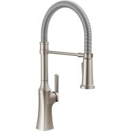 Delta Faucet Ermelo Pro Commercial Style Kitchen Faucet, Kitchen Faucets with Pull Down Sprayer Brushed Nickel, Kitchen Sink Faucet, Faucet for Kitchen Sink with Magnetic Dock, Stainless 18887-SS-DST