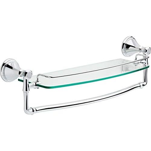  Delta Faucet Bathroom Accessories 79710 Cassidy 18-Inch Glass Shelf with Towel Rack, Chrome