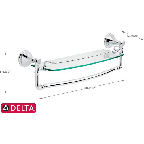  Delta Faucet Bathroom Accessories 79710 Cassidy 18-Inch Glass Shelf with Towel Rack, Chrome