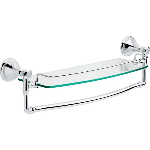  Delta Faucet Bathroom Accessories 79710 Cassidy 18-Inch Glass Shelf with Towel Rack, Chrome