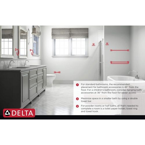  Delta Faucet Bathroom Accessories 79710 Cassidy 18-Inch Glass Shelf with Towel Rack, Chrome