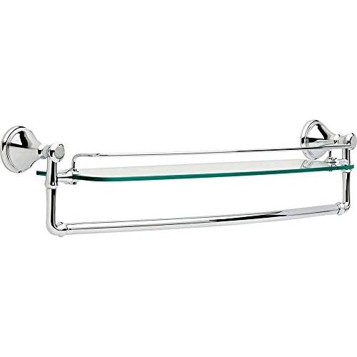  Delta Faucet 79711 Cassidy 24 Glass Shelf with Towel Rack, Polished Chrome