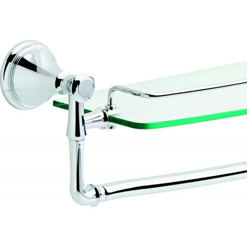  Delta Faucet 79711 Cassidy 24 Glass Shelf with Towel Rack, Polished Chrome