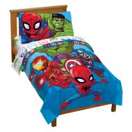 Delta Jay Franco Marvel Avengers Heroes Amigos 4 Piece Toddler Bed Set  Super Soft Microfiber Bed Set  Bedding Features Captain America, Hulk, Iron Man, and Spiderman (Official Marvel