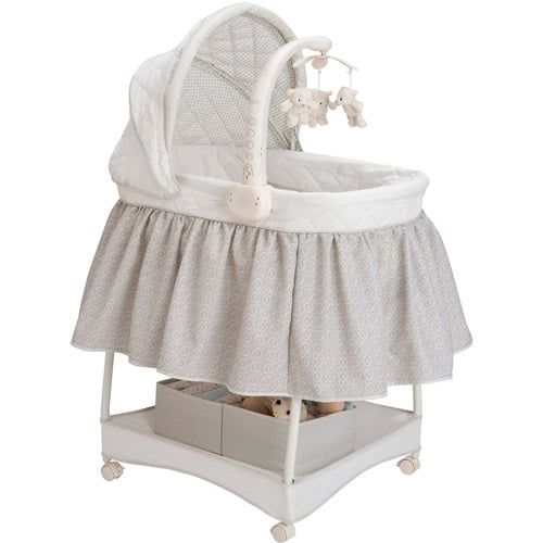  Delta Children Deluxe Gliding Bassinet, Silver Lining