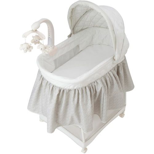  Delta Children Deluxe Gliding Bassinet, Silver Lining