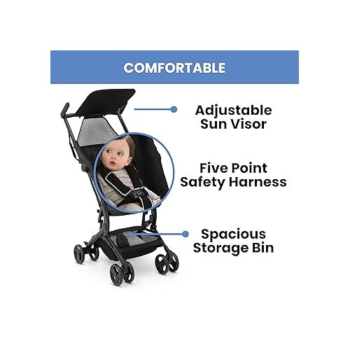  The Clutch Stroller by Delta Children - Lightweight Compact Folding Stroller - Fits Airplane Overhead Storage - Black