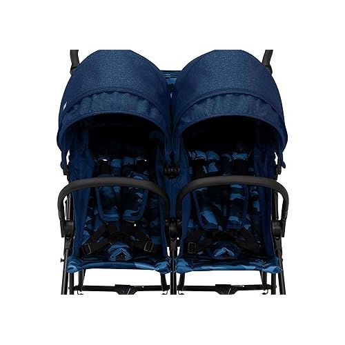  GAP babyGap Classic Side-by-Side Double Stroller - Lightweight Double Stroller with Recline, Extendable Sun Visors & Compact Fold - Made with Sustainable Materials, Navy Camo