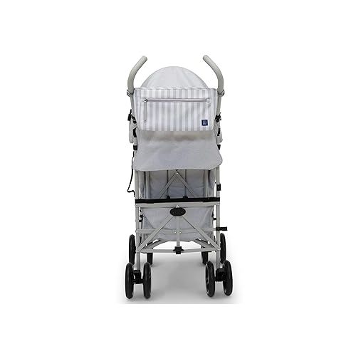  babyGap Classic Stroller - Lightweight Stroller with Recline, Extendable Sun Visors & Compact Fold - Made with Sustainable Materials, Grey Stripes