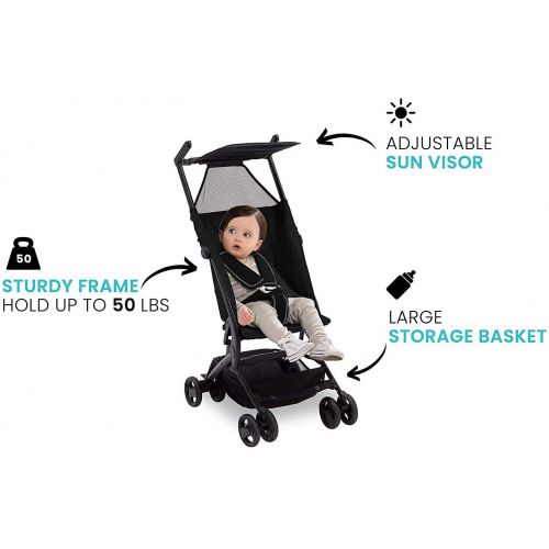  The Clutch Stroller by Delta Children - Lightweight Compact Folding Stroller - Includes Travel Bag - Fits Airplane Overhead Storage - Black