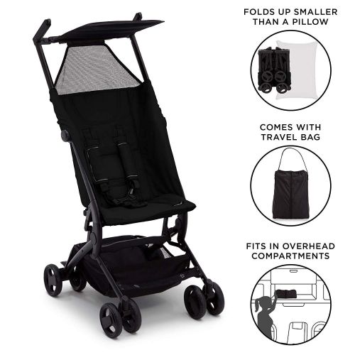  The Clutch Stroller by Delta Children - Lightweight Compact Folding Stroller - Includes Travel Bag - Fits Airplane Overhead Storage - Black